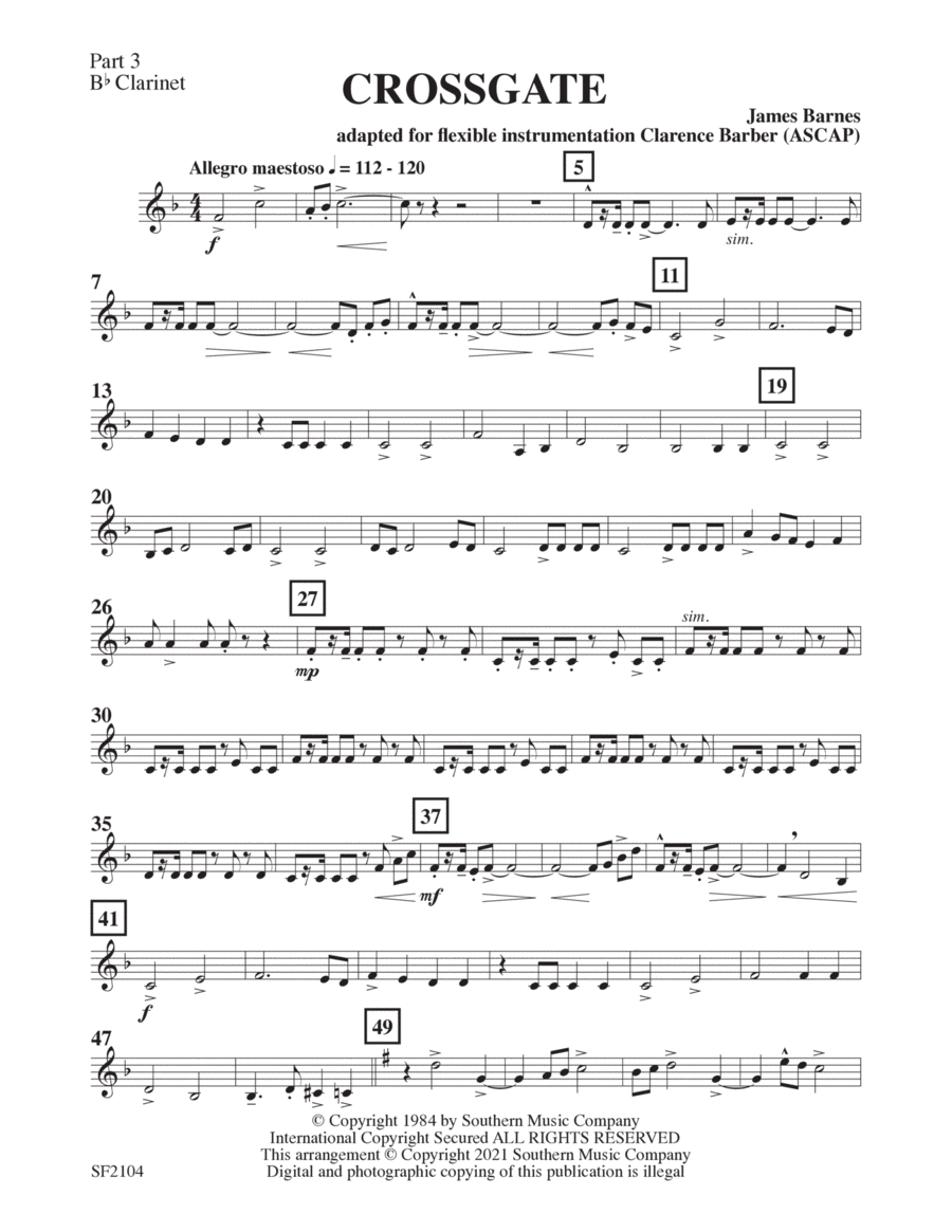 Crossgate Overture - Clarinet 3
