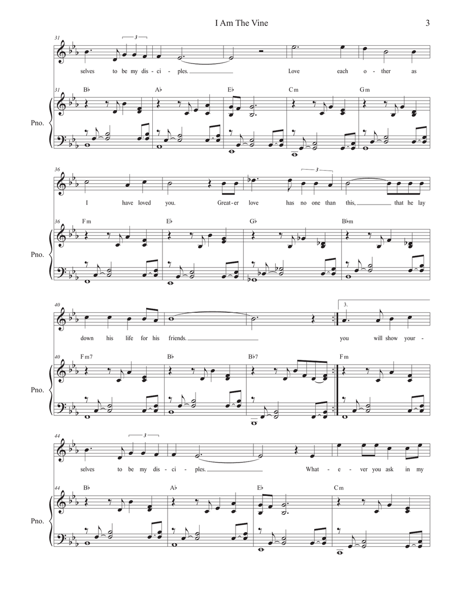 I Am The Vine (Unison choir) Unison Choir scores gallery preview page 3