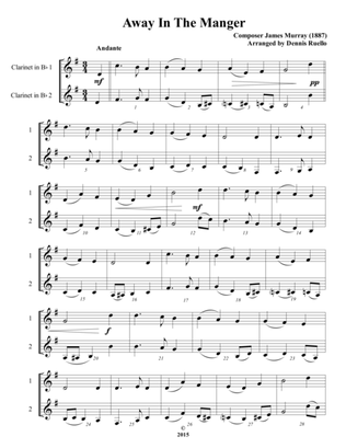 Away in the Manger / It Came Upon a Midnight Clear - Clarinet Duet - Intermediate