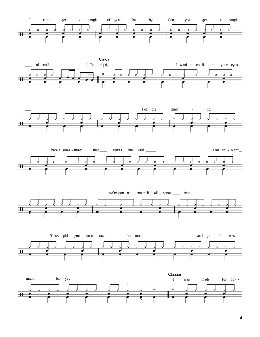 I Was Made For Lovin' You Drum Set scores gallery preview page 3