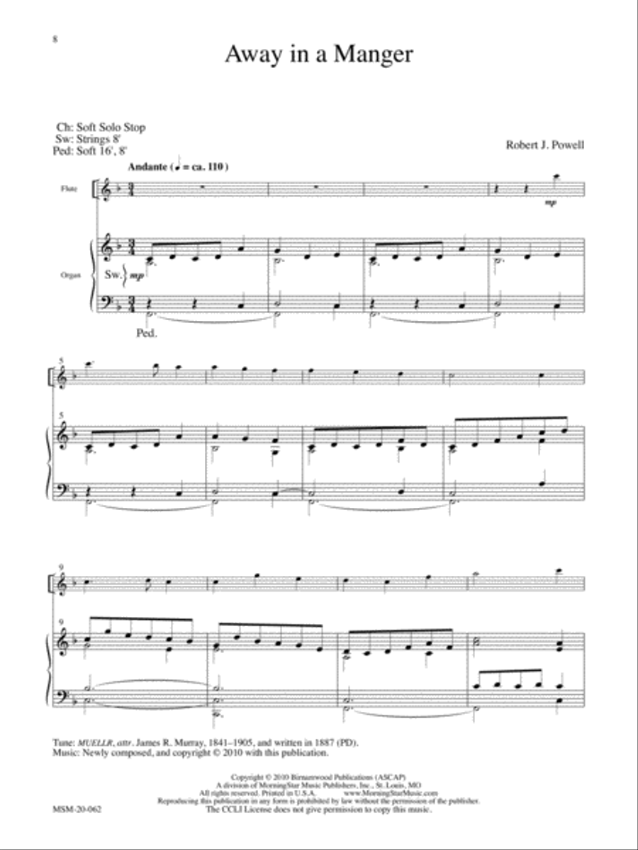Four Christmas Carols for Flute and Organ Clarinet scores gallery preview page 5