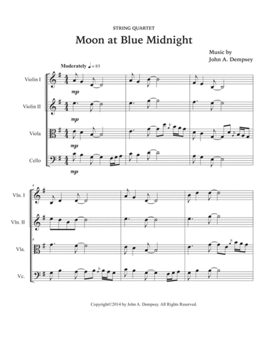 Moon at Blue Midnight (String Quartet): Two Violins, Viola and Cello image number null