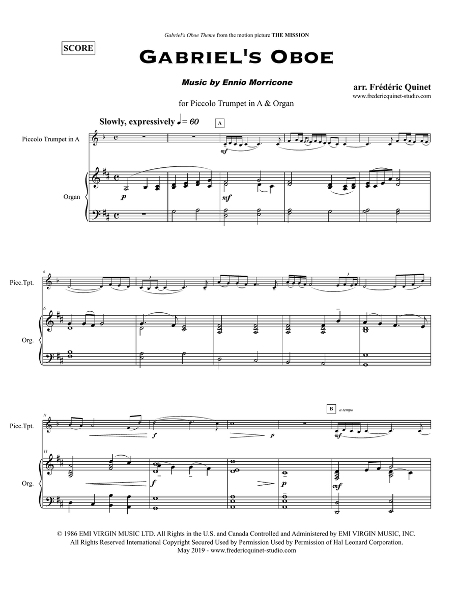 Gabriel's Oboe Gabriel's Oboe Trumpet Duet scores gallery preview page 3