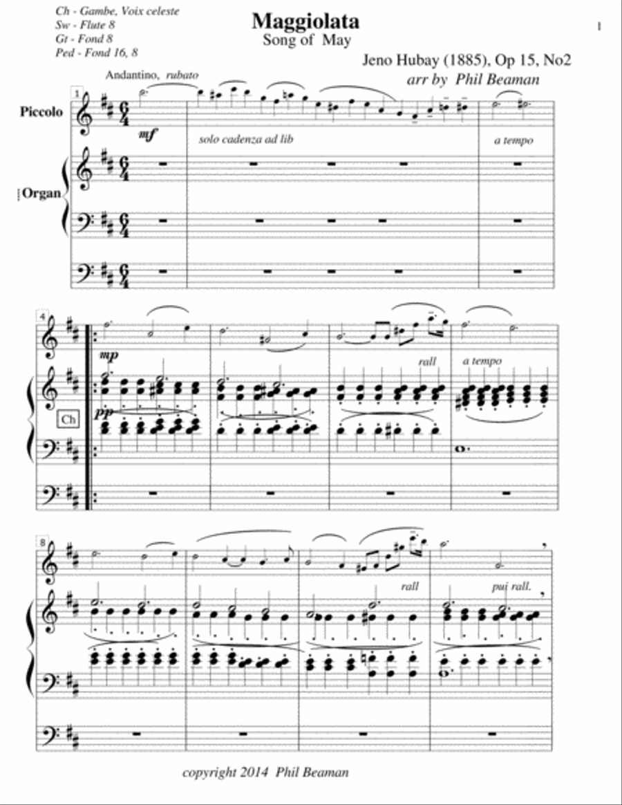Maggiolata-Hubay-Piccolo/Organ Piccolo scores gallery preview page 1