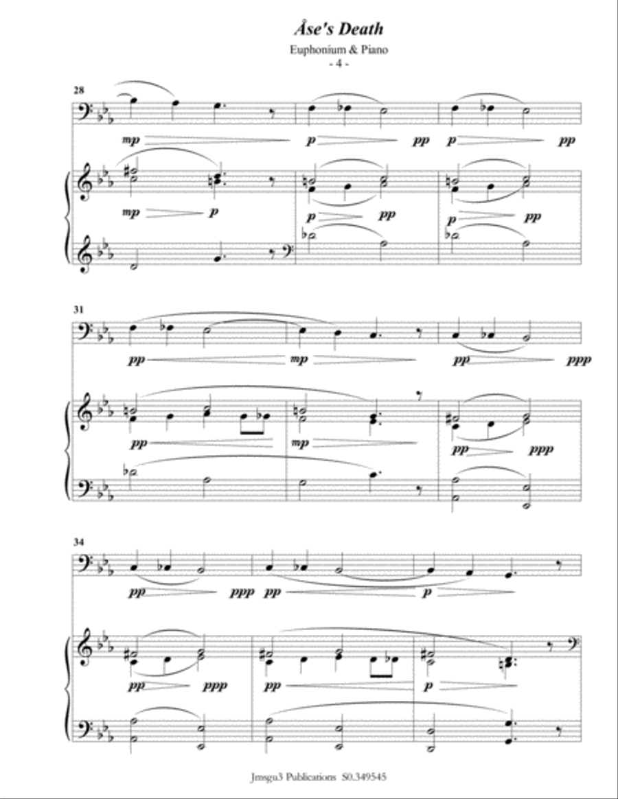 Grieg: Ase's Death from Peer Gynt Suite for Euphonium & Piano Euphonium scores gallery preview page 5
