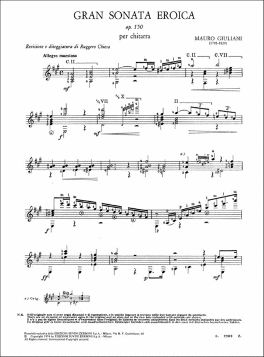 Gran Sonata Eroica Sc 150 Per Chitarra (13) Classical Guitar scores gallery preview page 2
