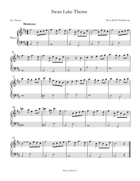 swan lake theme easy piano sheet music image number null