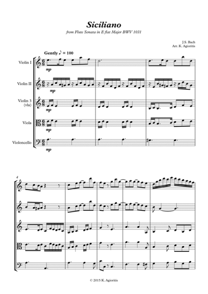 Siciliano - for String Quartet image number null