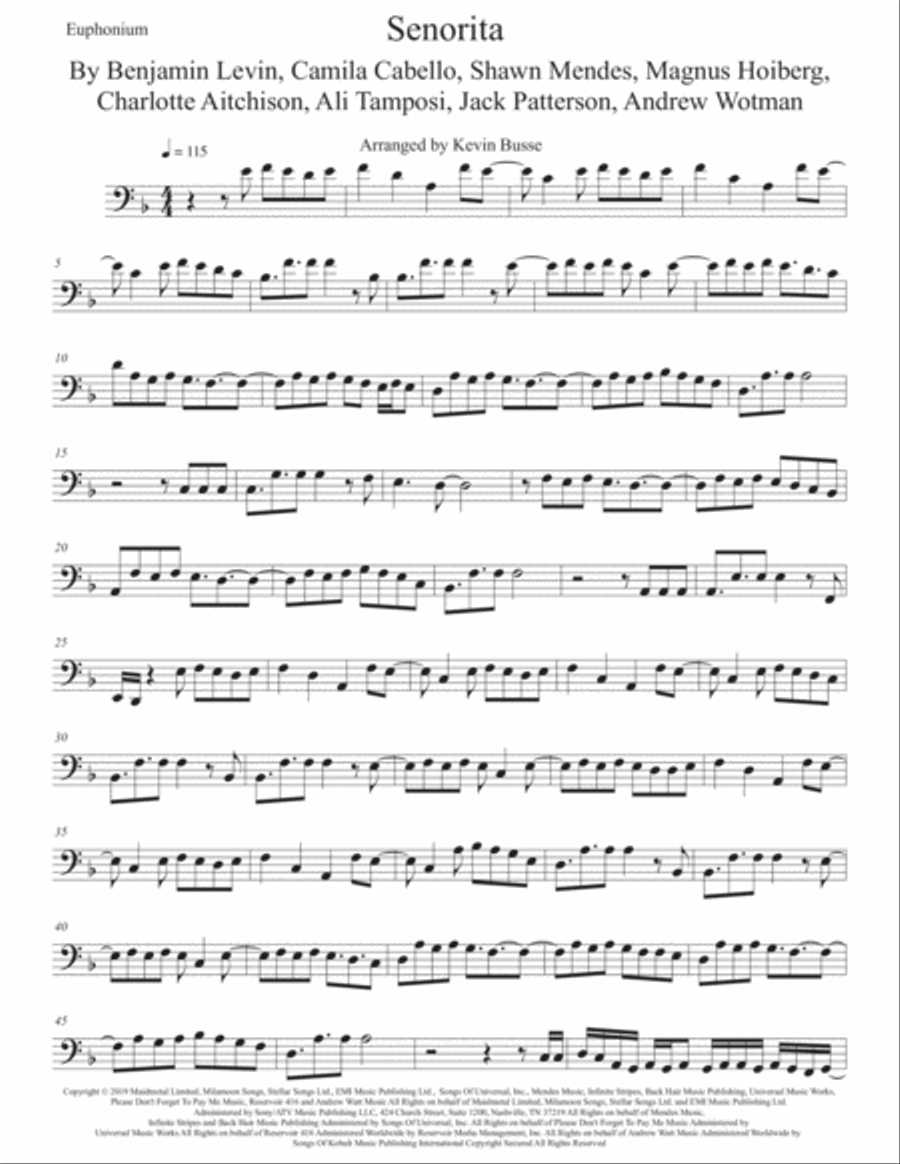 Senorita Senorita Euphonium scores gallery preview page 1