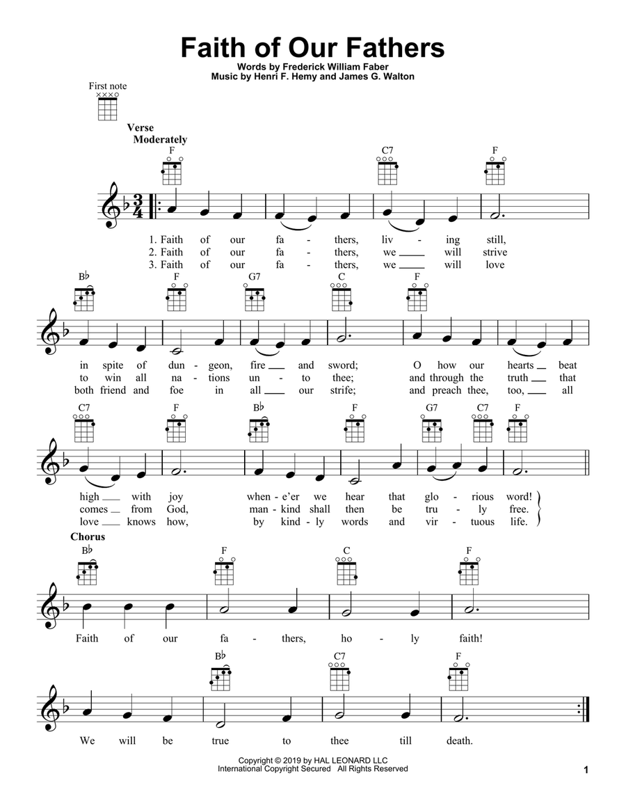Faith Of Our Fathers Faith Of Our Fathers Ukulele scores gallery preview page 1