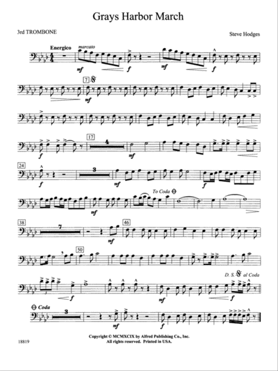 Grays Harbor March: 3rd Trombone Concert Band scores gallery preview page 1