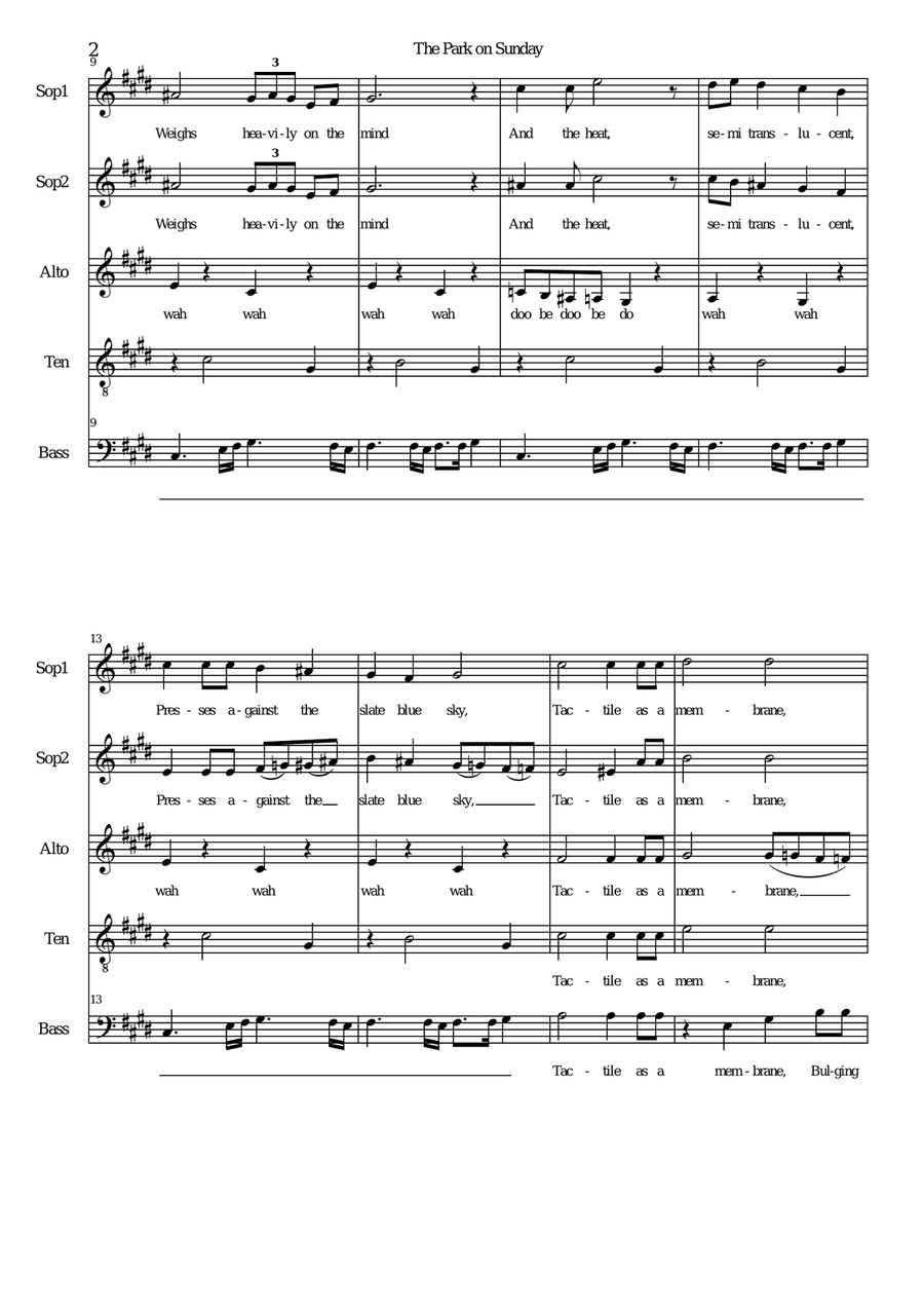 The Park on Sunday for mixed voice choir (SSATB) SSATB scores gallery preview page 2