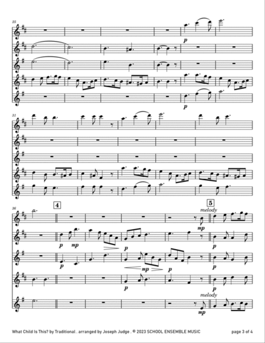 What Child Is This for Saxophone Quartet in Schools Saxophone Quartet scores gallery preview page 3