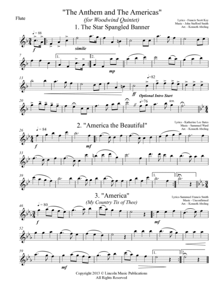 The U.S. National Anthem and The Americas (for Woodwind Quintet) image number null
