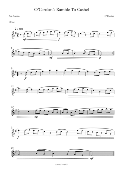 o'carolan ramble to cashel - oboe and bassoon sheet music turlough'o carolan image number null