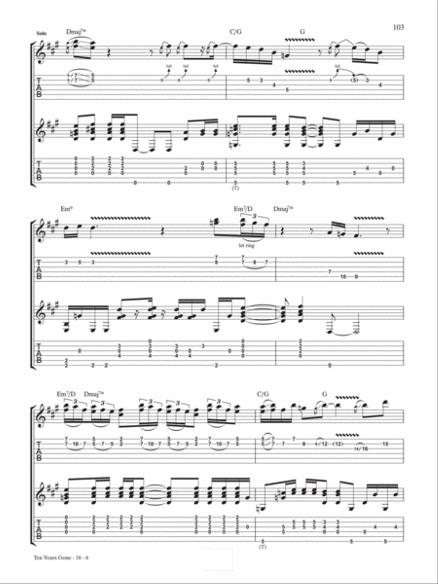 Ten Years Gone Guitar Tablature scores gallery preview page 6