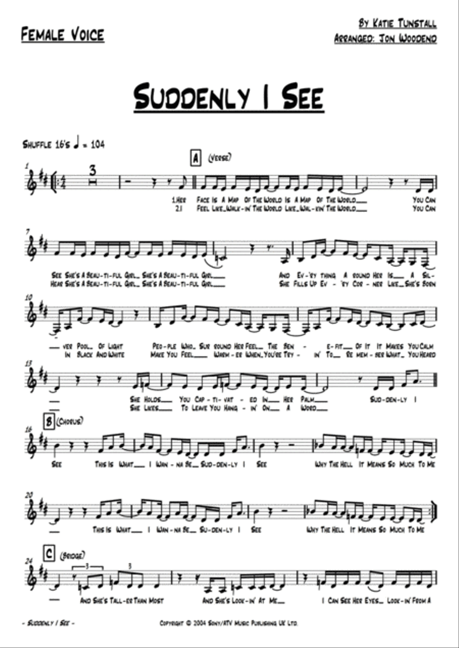 Suddenly I See Large Ensemble scores gallery preview page 2