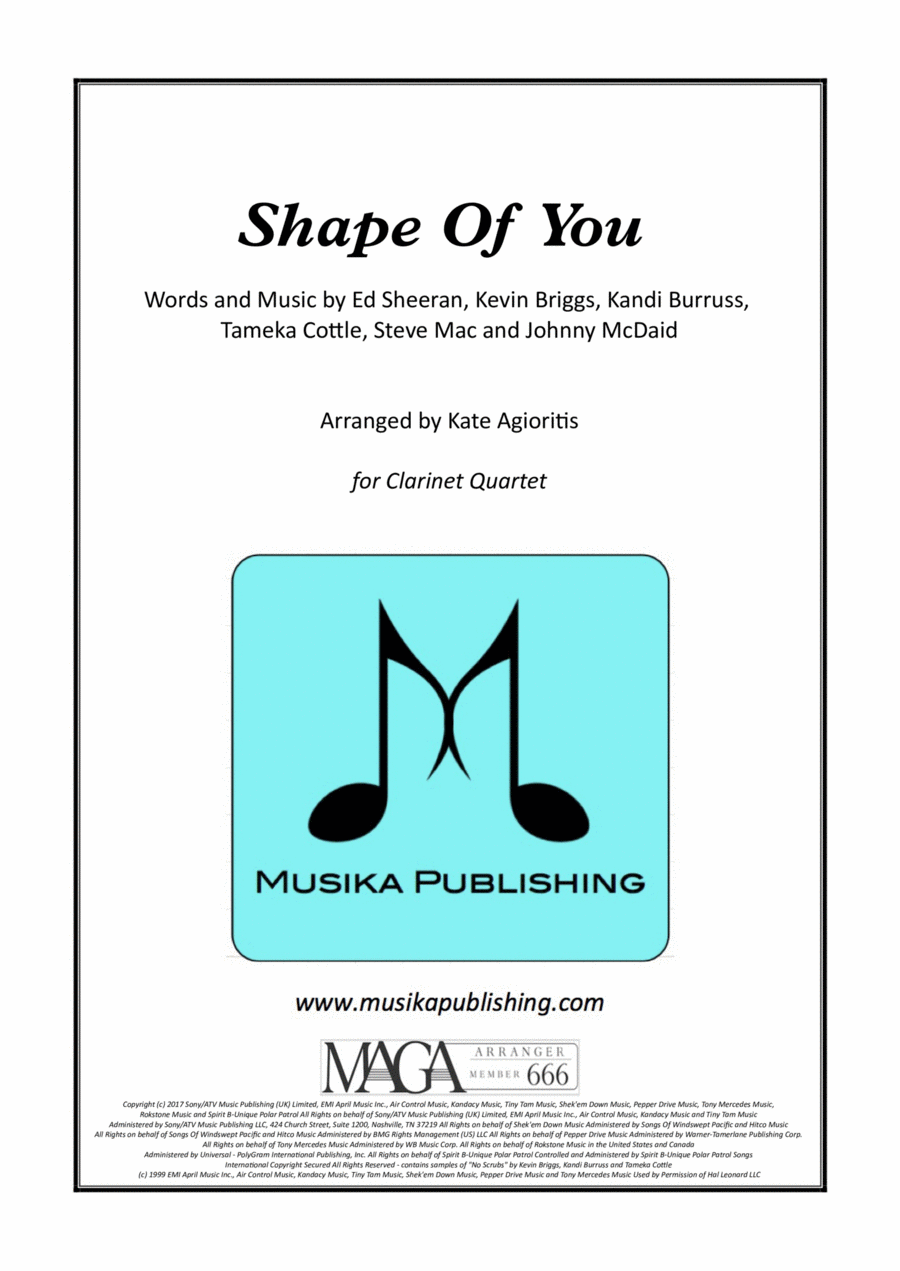 Shape Of You Clarinet Quartet scores gallery preview page 1