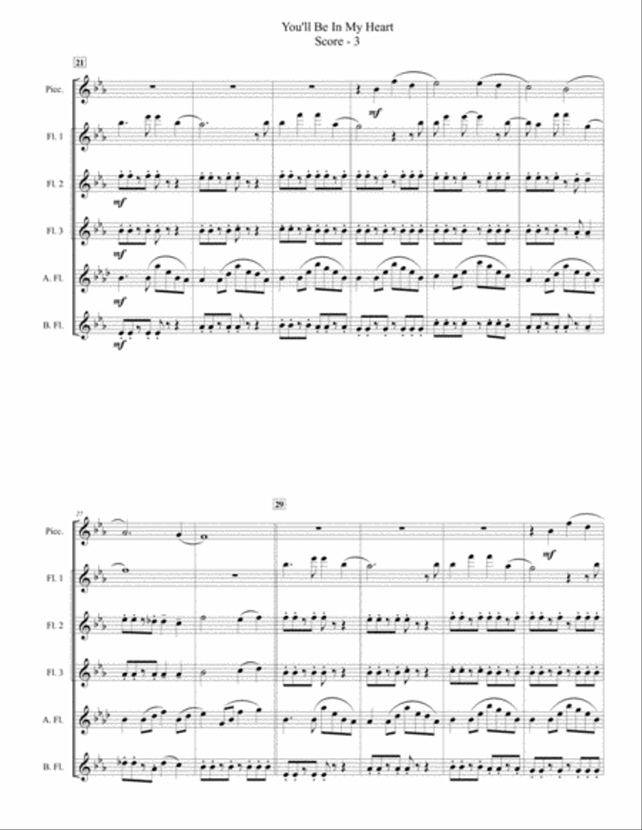 You'll Be In My Heart You'll Be In My Heart Flute Choir scores gallery preview page 3