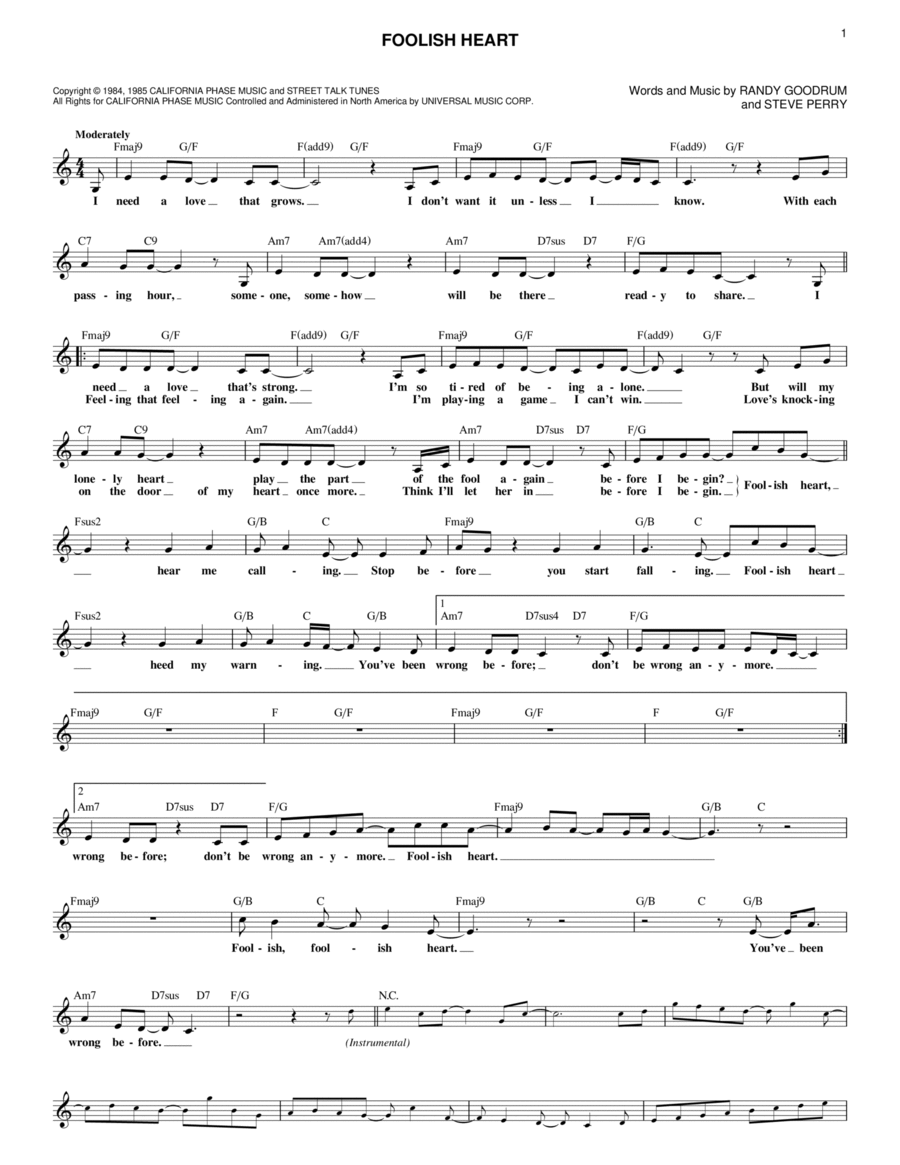 Foolish Heart Foolish Heart Piano scores gallery preview page 1