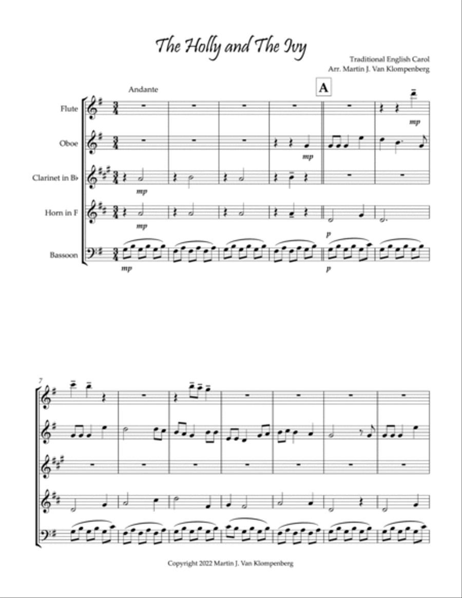 The Holly and The Ivy, for wind quintet Woodwind Quintet scores gallery preview page 3