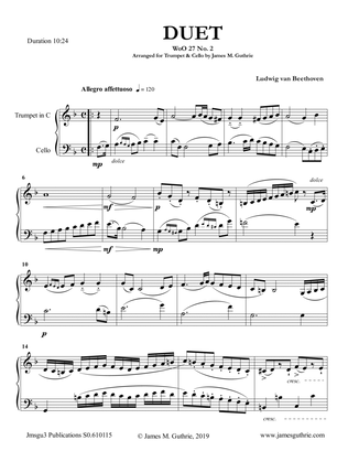 Book cover for Beethoven: Duet WoO 27 No. 2 for Trumpet & Cello
