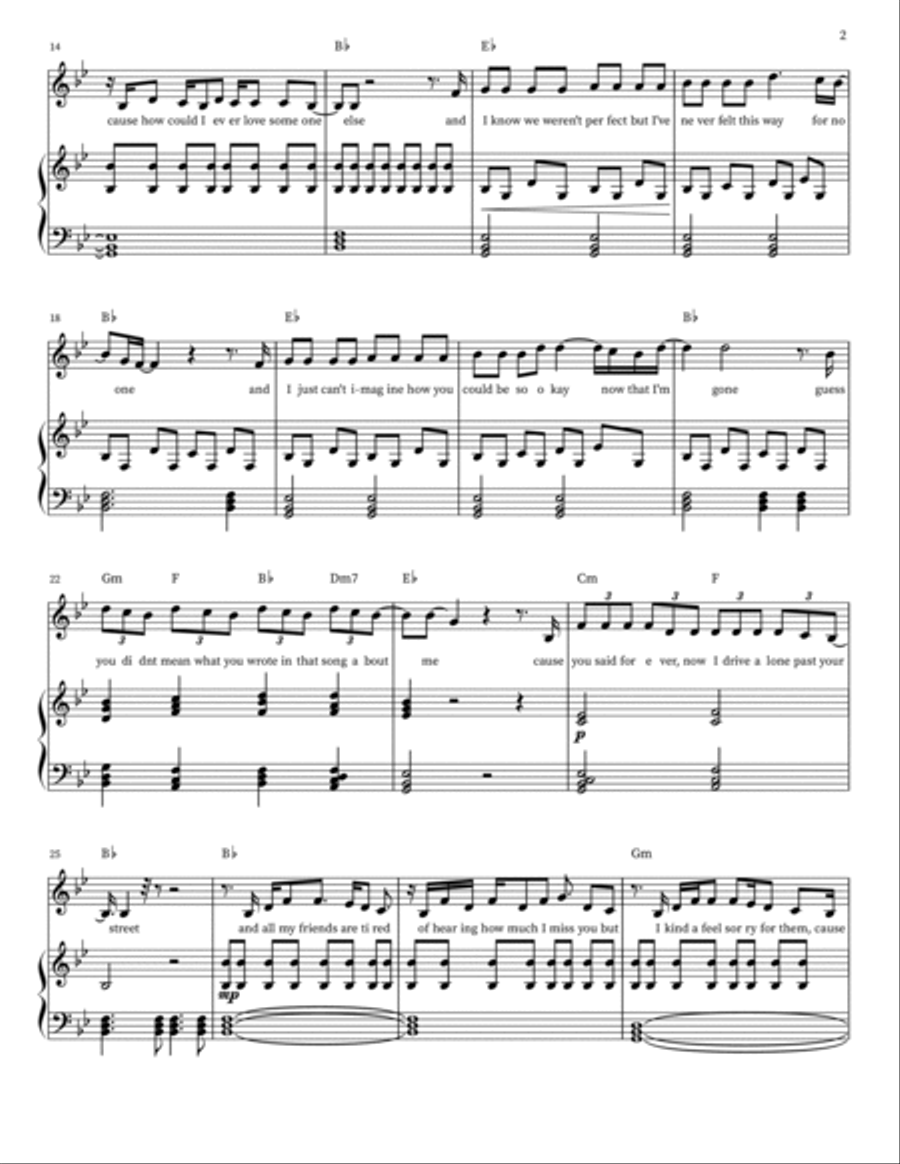 Drivers License Piano, Vocal scores gallery preview page 2