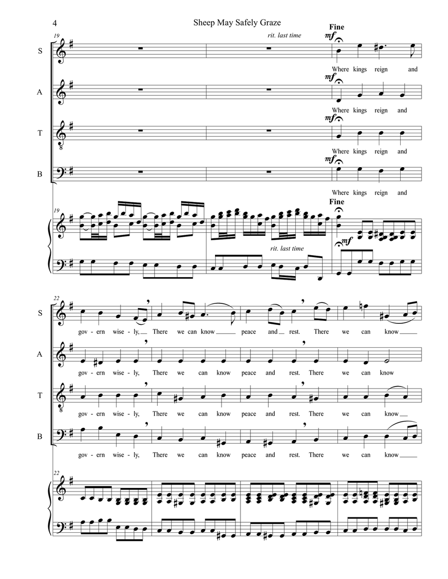 Sheep May Safely Graze (SATB) 4-Part scores gallery preview page 4