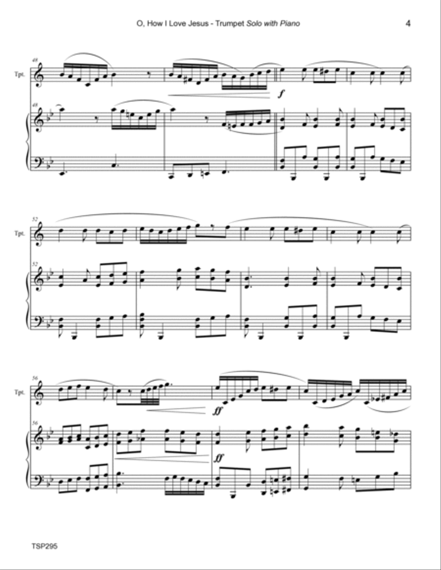 O HOW I LOVE JESUS - TRUMPET SOLO (Grade 4-) with Piano Accompaniment Trumpet Solo scores gallery preview page 4