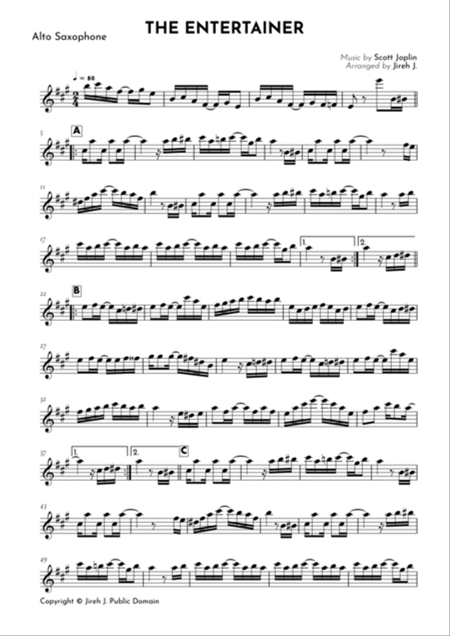 The Entertainer The Entertainer Alto Saxophone scores gallery preview page 2