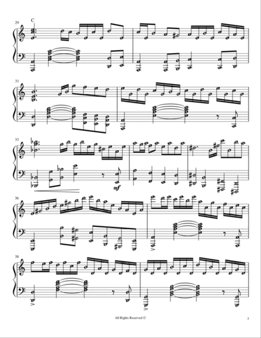 Beethoven Virus (Extracted 3rd Mvt of Sonata Pathetique) with note names Piano Solo scores gallery preview page 3