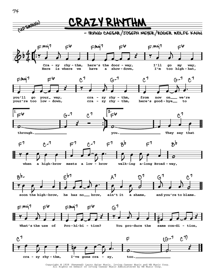 Crazy Rhythm (High Voice) High Voice scores gallery preview page 1