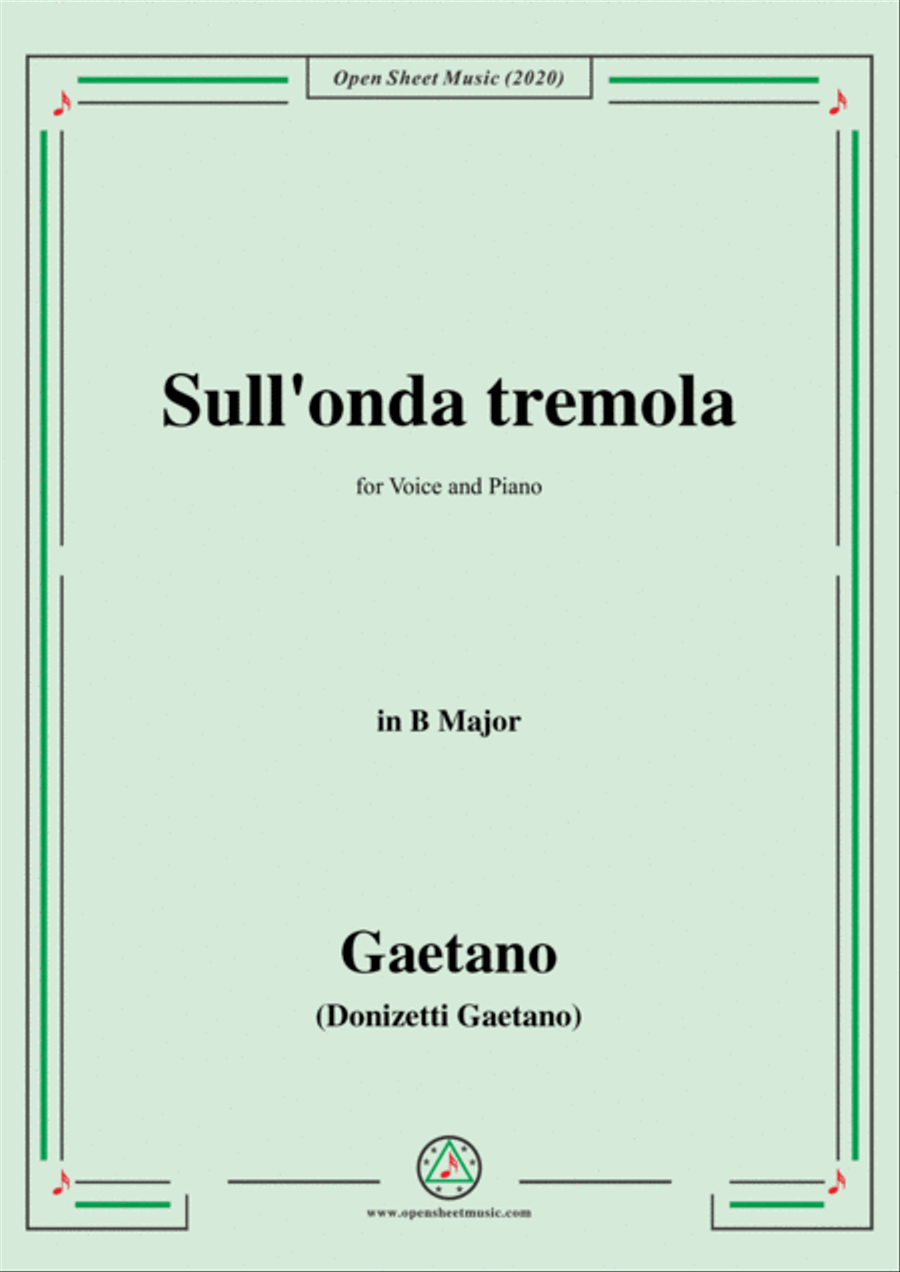 Donizetti-Sull'onda tremola,in B Major,for Voice and Piano Voice Solo scores gallery preview page 1