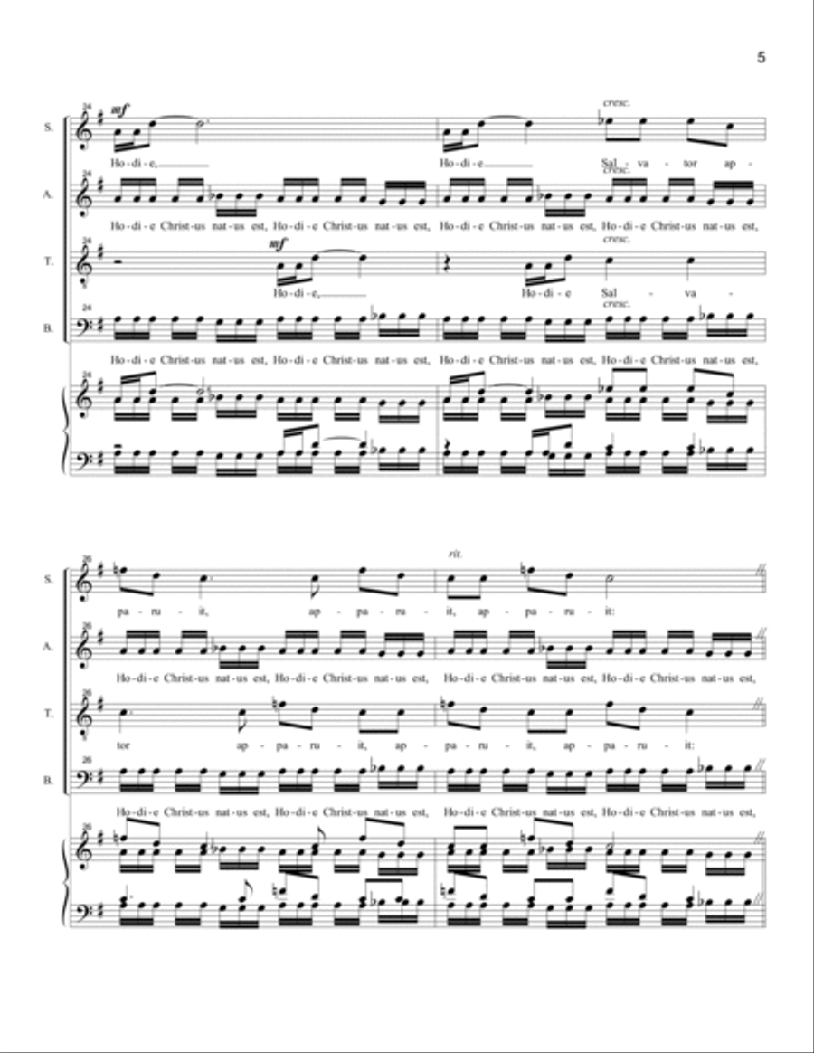 Hodie Christus Natus Est (SATB divisi) Divisi scores gallery preview page 5