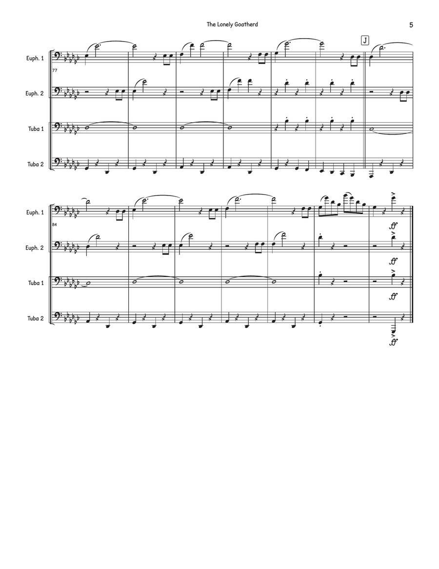 The Lonely Goatherd Brass Quartet scores gallery preview page 5
