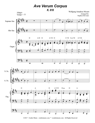 Ave Verum Corpus (Duet for Soprano and Alto Saxophone - Organ Accompaniment)