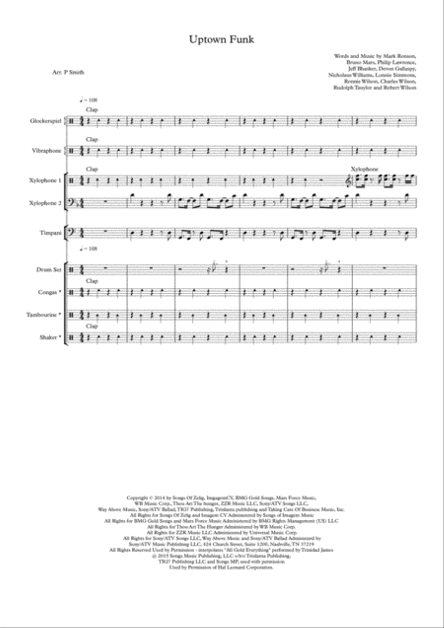 Uptown Funk Uptown Funk Small Ensemble scores gallery preview page 3
