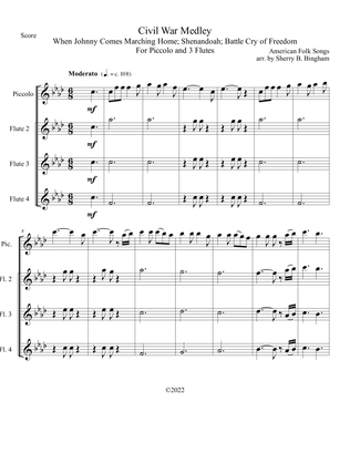 Civil War Medley for piccolo and three flutes
