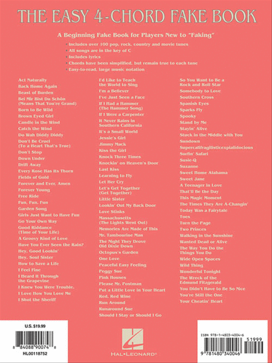The Easy 4-Chord Fake Book Piano scores gallery preview page 2
