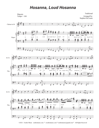 Hosanna, Loud Hosanna (Bb-Clarinet solo - Organ accompaniment)
