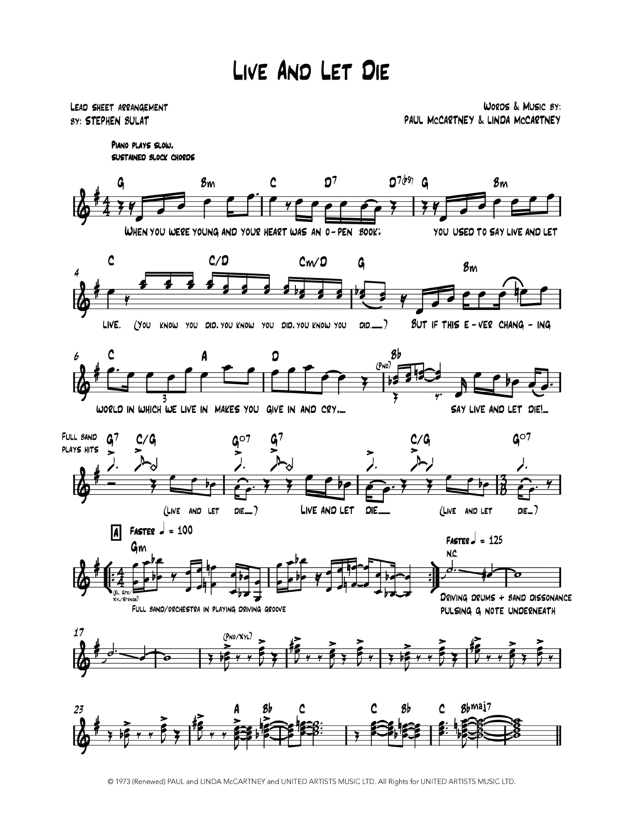 Live And Let Die Piano scores gallery preview page 1
