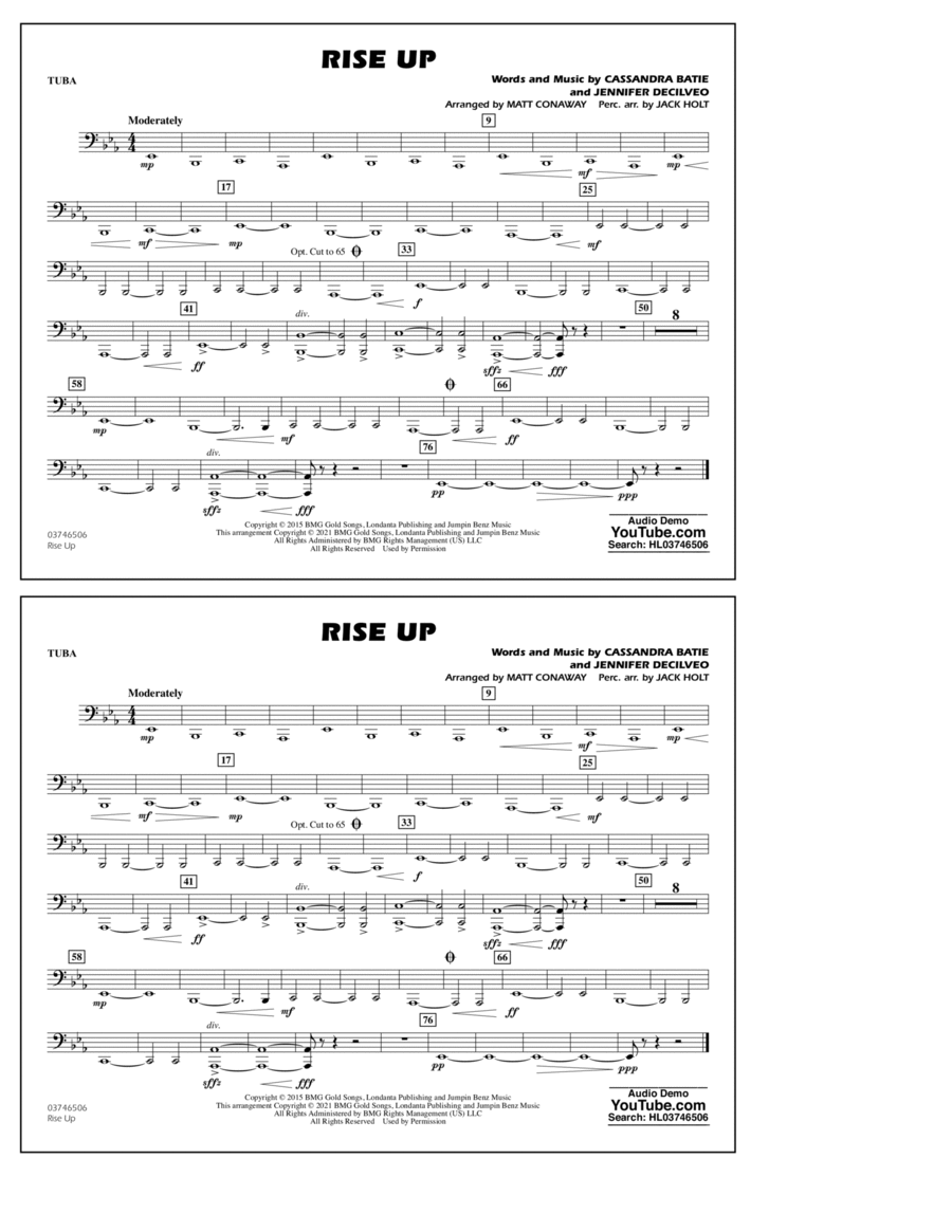 Rise Up (arr. Matt Conaway) - Tuba