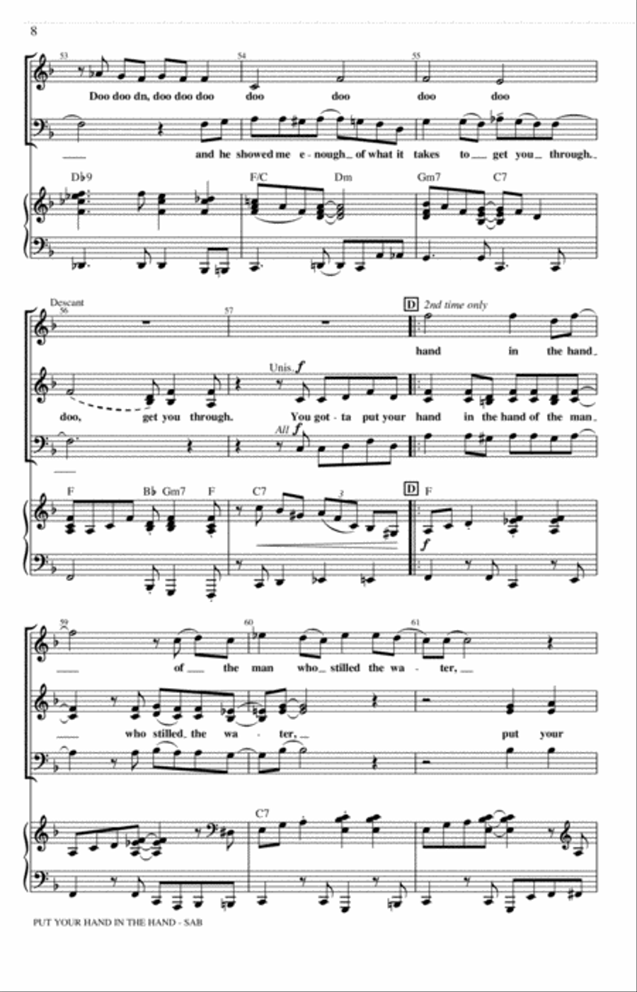 Put Your Hand In The Hand (arr. Kirby Shaw) 3-Part scores gallery preview page 7