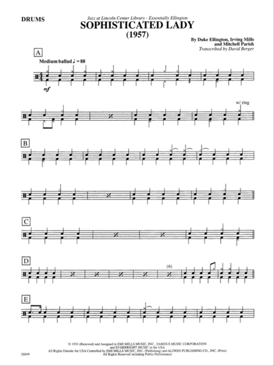 Sophisticated Lady: Drums Jazz Ensemble scores gallery preview page 1