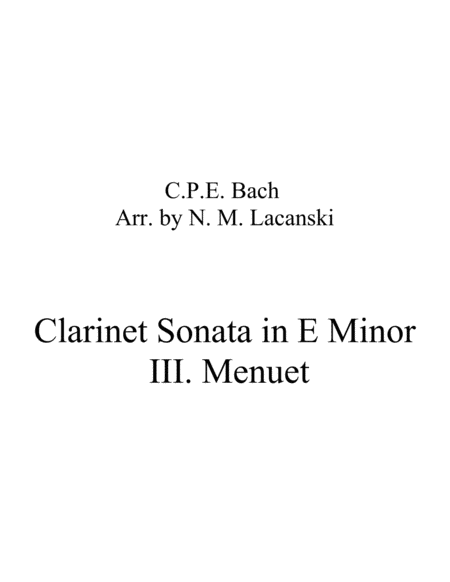Sonata in E Minor for Clarinet and String Quartet III. Menuet