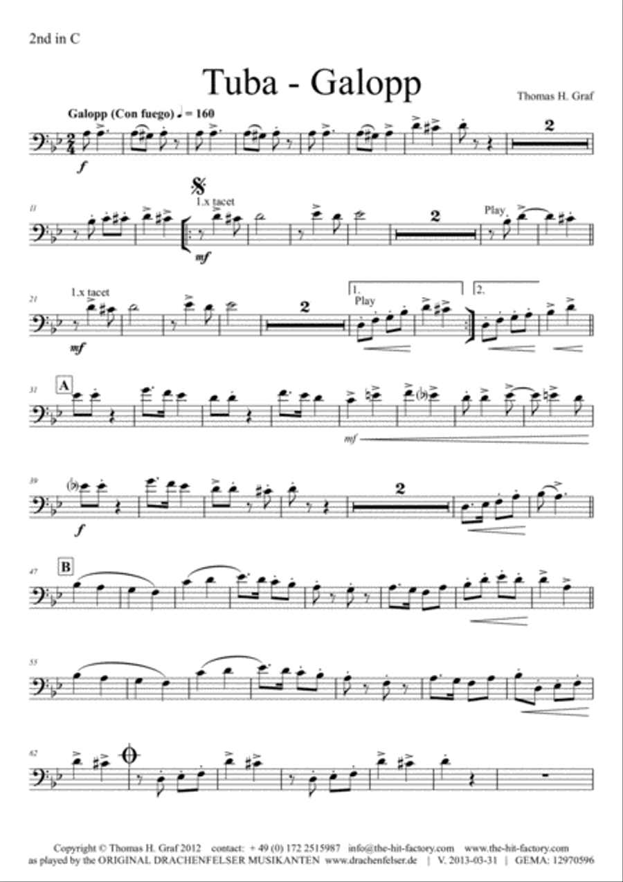 Tuba Galopp - Fast Polka - Oktober Fest - German Band Euphonium scores gallery preview page 6