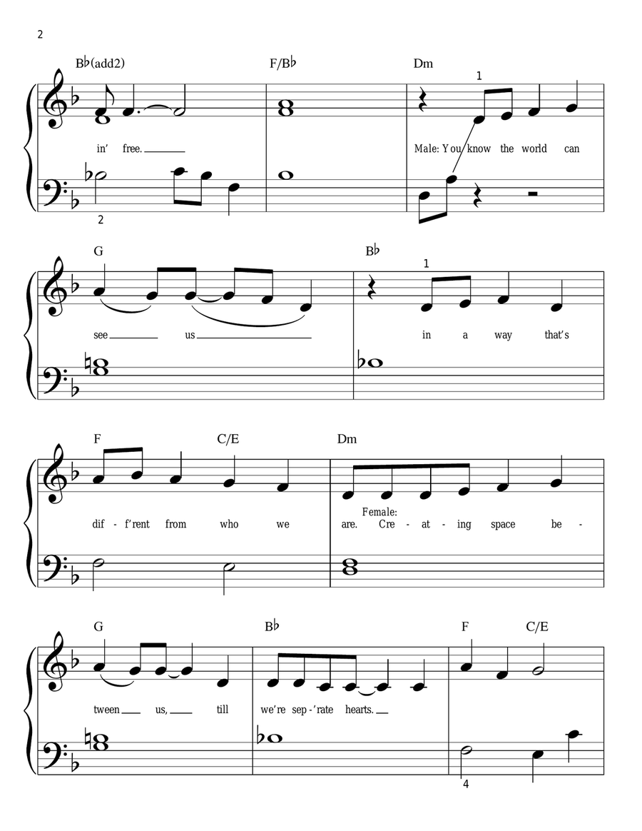 Breaking Free (from High School Musical) Easy Piano scores gallery preview page 2