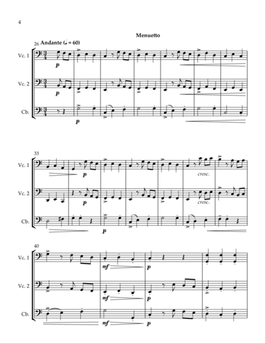 2 Trios Bedtime Menuetto String Trio scores gallery preview page 4