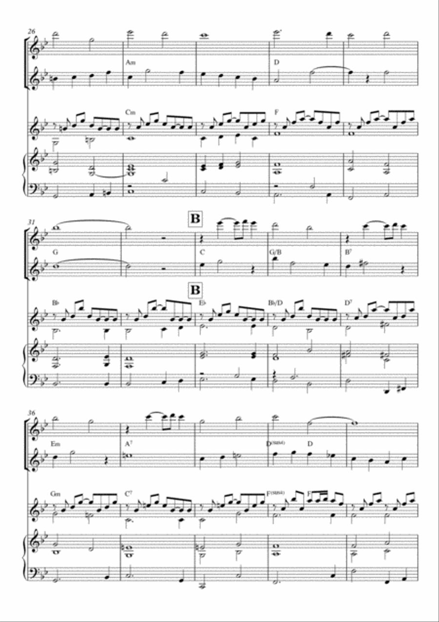 Melodious Instrumental Interlude 1'58 in B flat for 2 flutes, guitar and/or piano by Simon Peberdy image number null