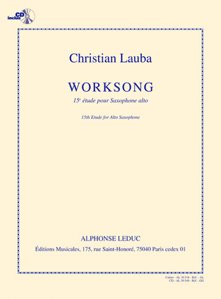 Book cover for Worksong 15e Etude Pour Saxophone Alto (livre + Cd Al30540)